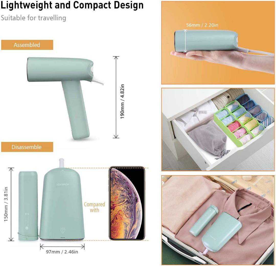 homeasy Clothes Steamer, Handheld Steamer for Travel and Home Portable Garment Steamer Fabric