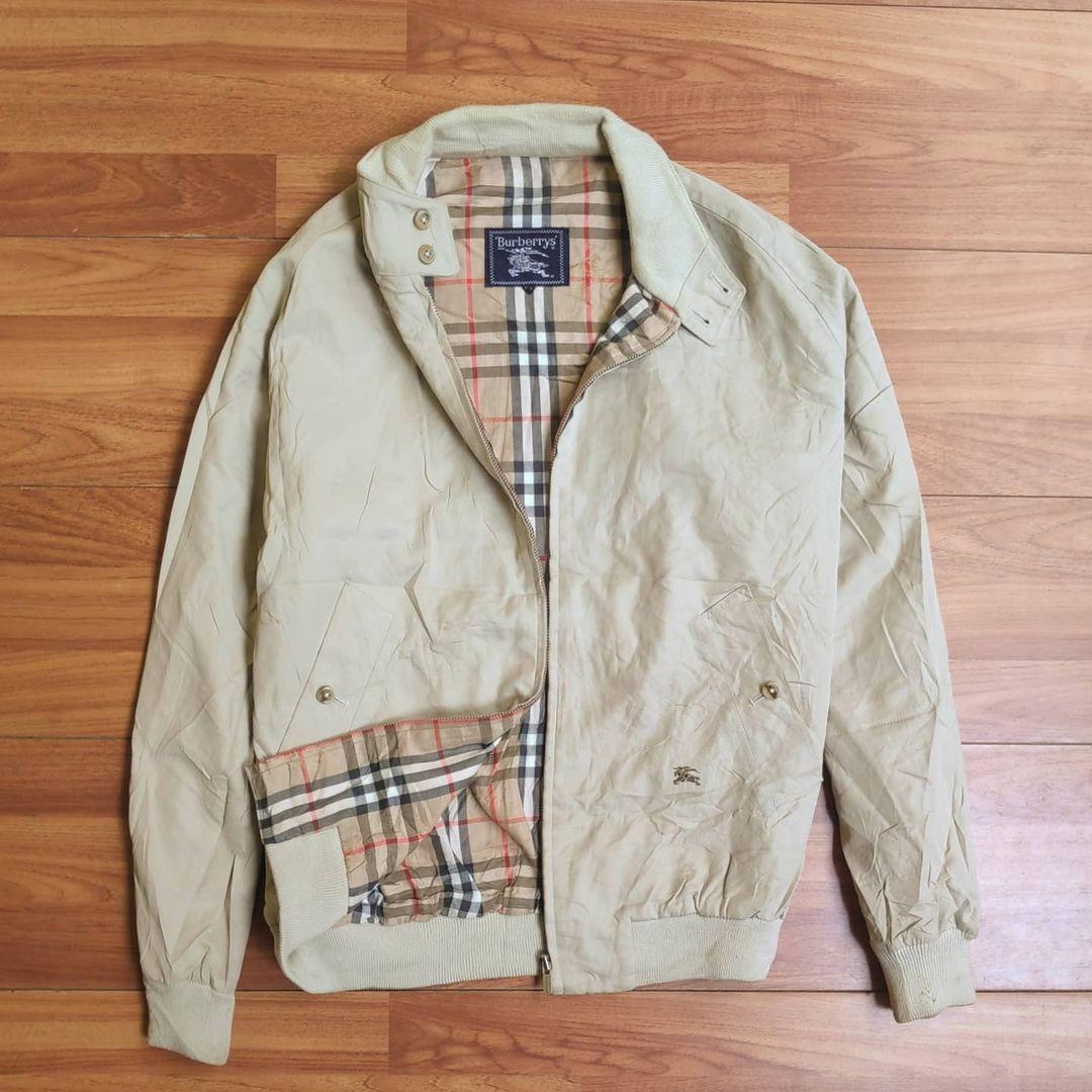 Jaket Harrington Burberry Fesyen Pria Pakaian Baju Luaran di