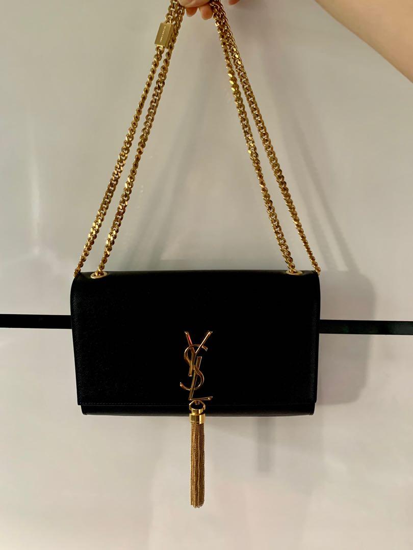 Kate medium with tassel in grain de clearance poudre embossed leather