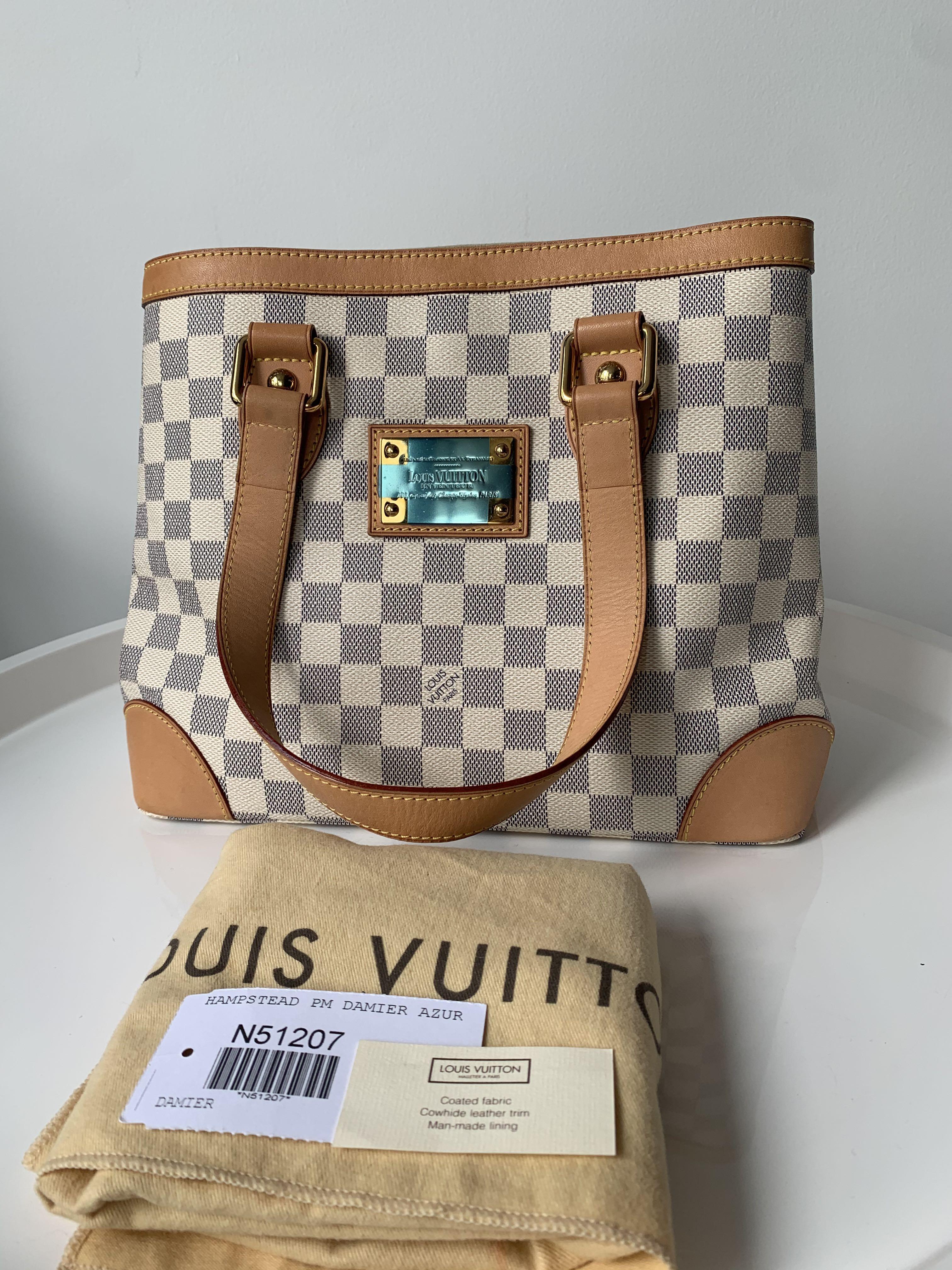 Authentic Louis Vuitton Hampstead PM Damier Azur (N51207), Luxury, Bags &  Wallets on Carousell