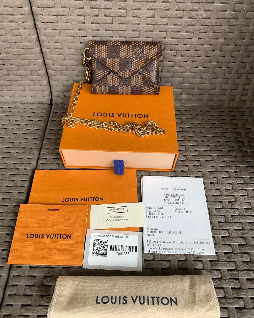 LOUIS VUITTON N60285 Damier Pochette Kirigami Coin purse Wallet with Chain