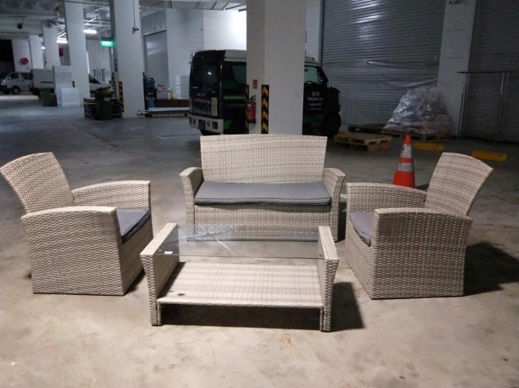 MAUI Rattan Outdoor Sofa Set in GREY BEIGE Furniture Home