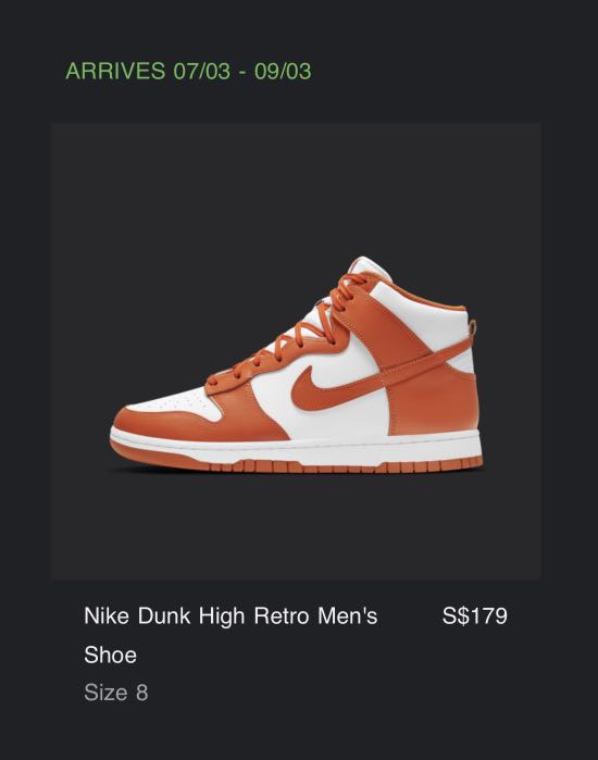 nike dunk high orange
