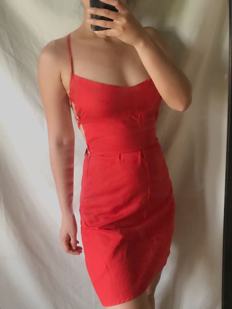 linen backless dress