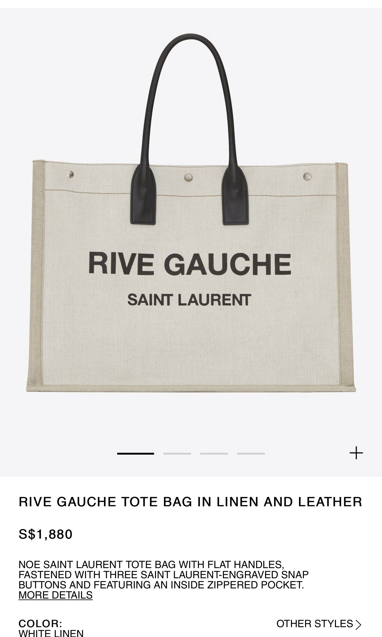 Saint Laurent Rive Gauche Tote Bag Neutrals in Fabric with Gold-tone - US