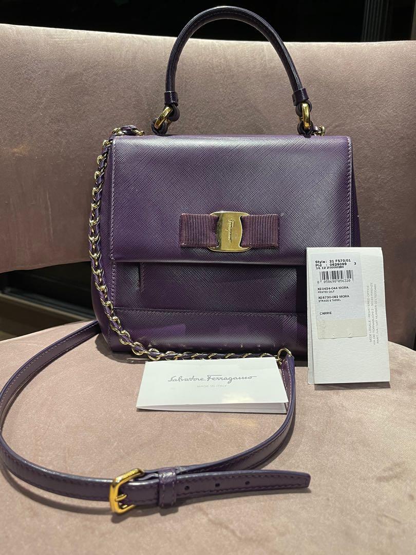 Salvatore Ferragamo Carrie Purple Leather Bag