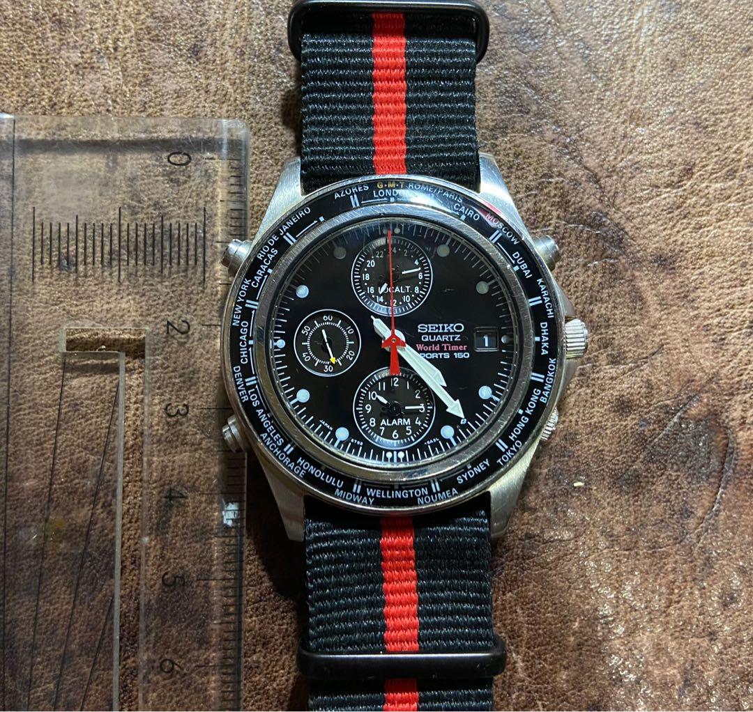 Seiko world timer sports 150 discount