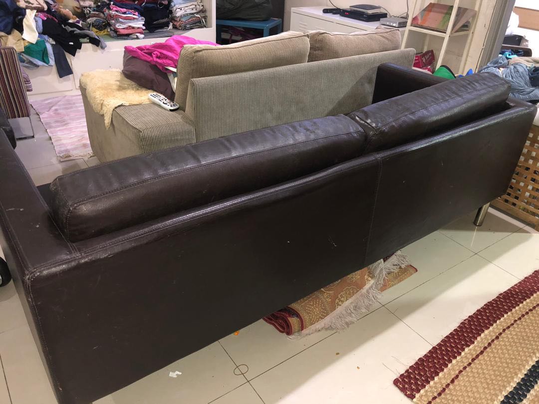 Sofa kulit ikea, Furniture & Home Living, Furniture, Sofas on Carousell