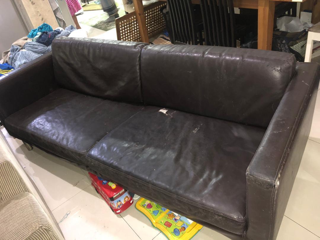 Sofa kulit ikea, Furniture & Home Living, Furniture, Sofas on Carousell