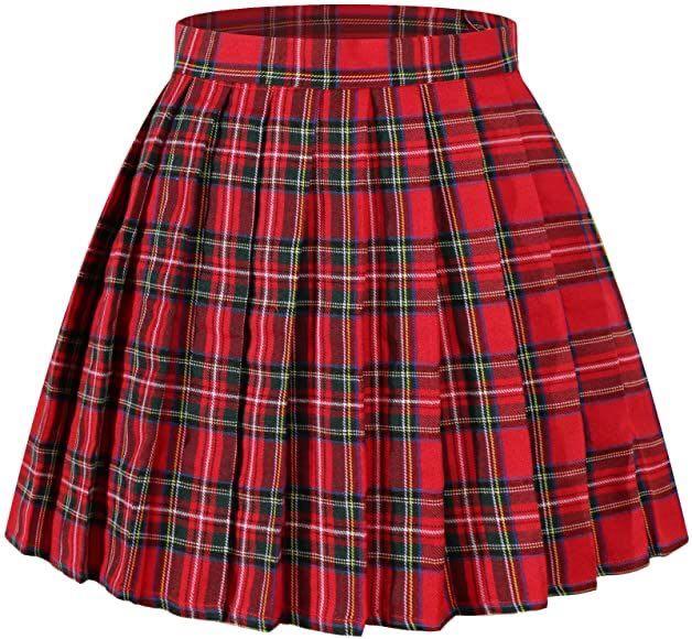 plaid red skirt