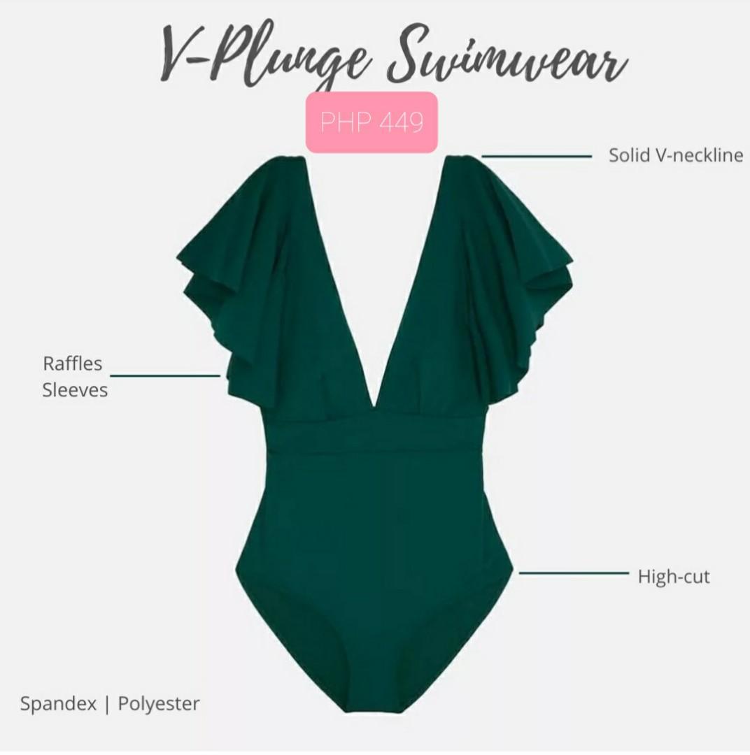 V Plunge One Piece In Blue Green Women S Fashion Dresses Sets Traditional Ethnic Wear On Carousell