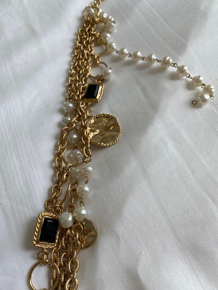 Zara multi chain belt with pearls