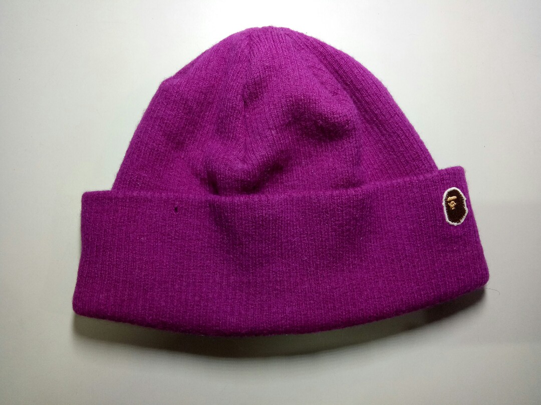 BAPE Ape Head One Point Knit Cap Purple 