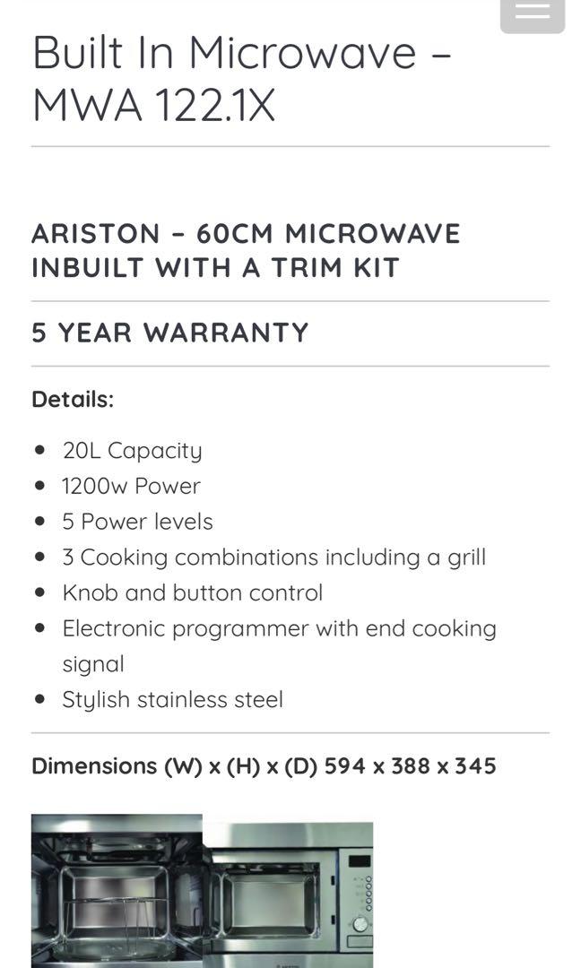 Ariston built in microwave oven, TV & Home Appliances, Kitchen Appliances, Ovens & Toasters on
