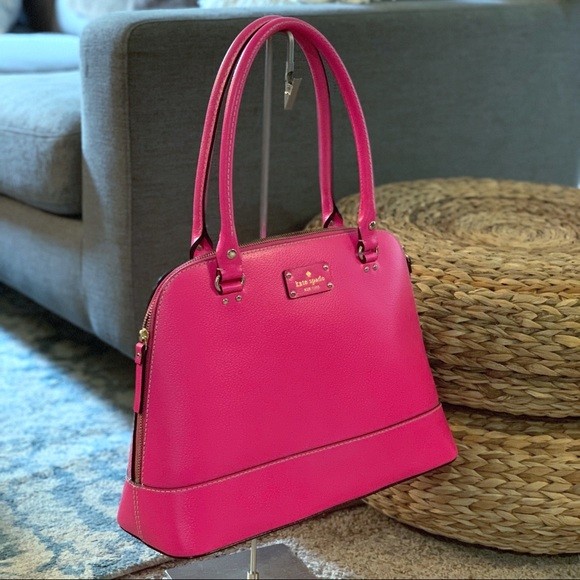 Authentic Kate Spade Hot Pink Rachelle Wellesley Leather Bag, Luxury, Bags  & Wallets on Carousell