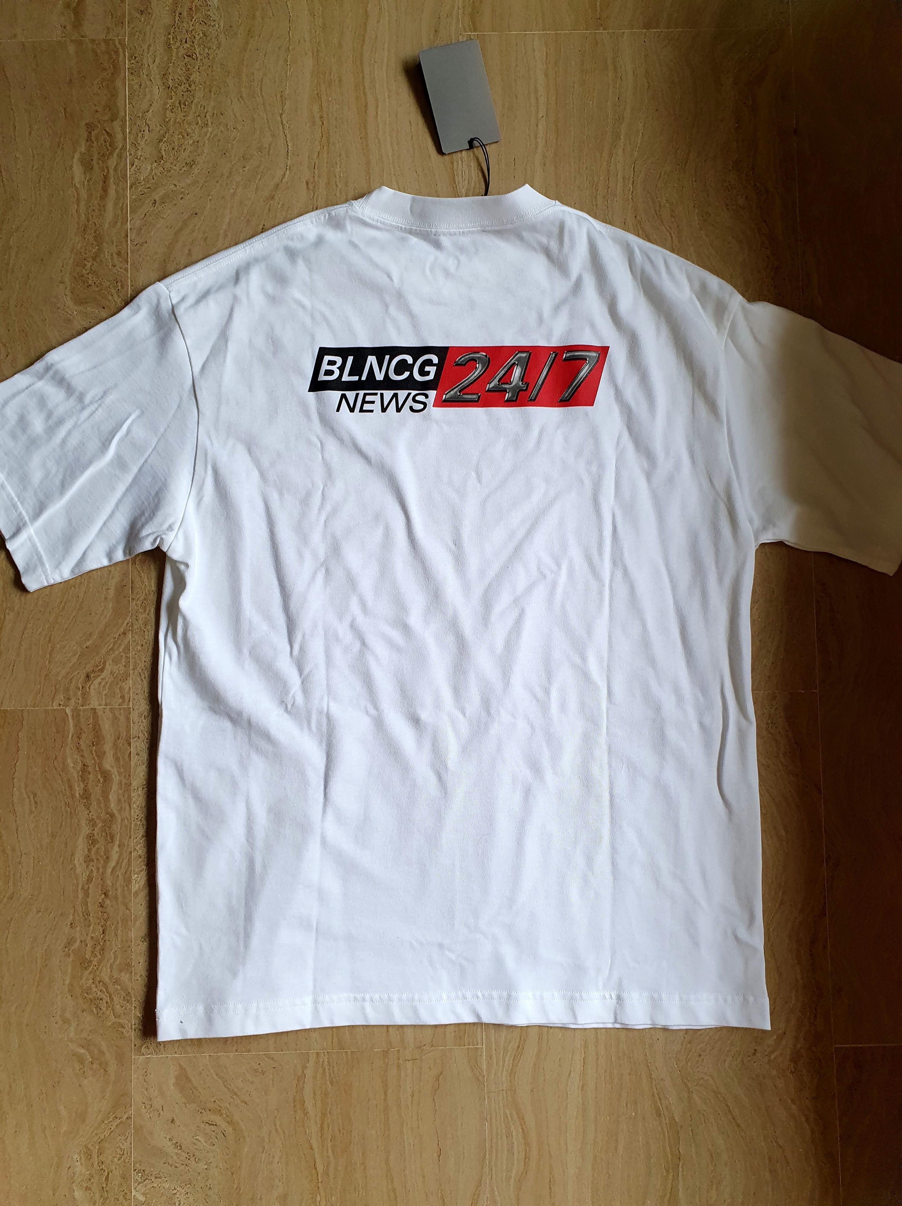 Balenciaga news oversize tee (white), Men's Fashion, Tops Sets