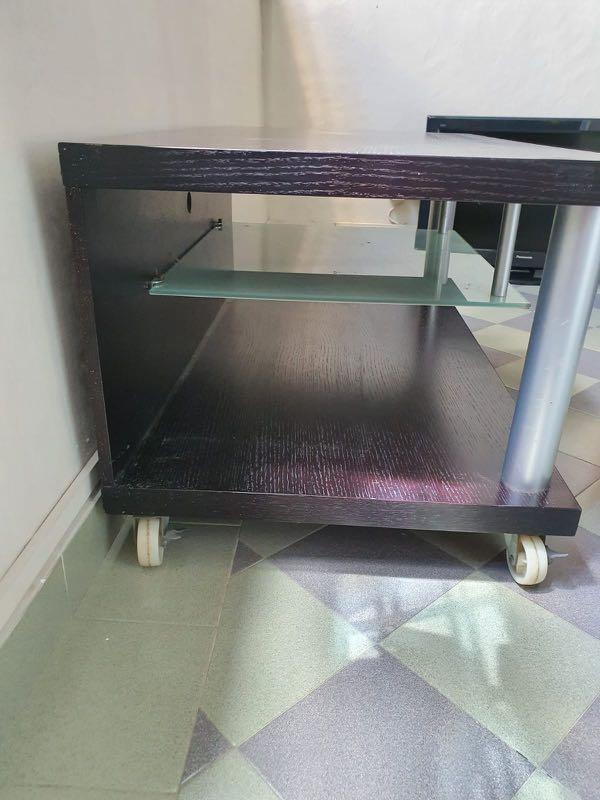 Black Tv Console with rollers, Furniture & Home Living, Furniture