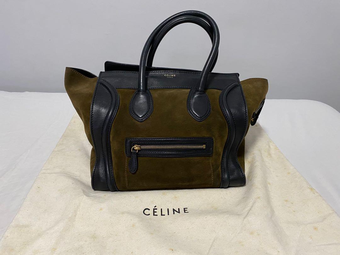 Celine Mini Luggage Handbag (Category: Luxury Bags & Wallets) located in Manila. Submitted by rofi8 (Listing ID 1073519841, Image 1). Description: Authentic Celine mini luggage handbag Khaki suede black leather Comes with dustbag Pm for more photos Price is negotiable Qc, libis area.