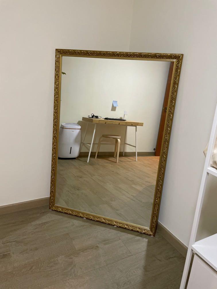 Custom Made Mirror With Gold Coloured Frame Trimming, Furniture & Home