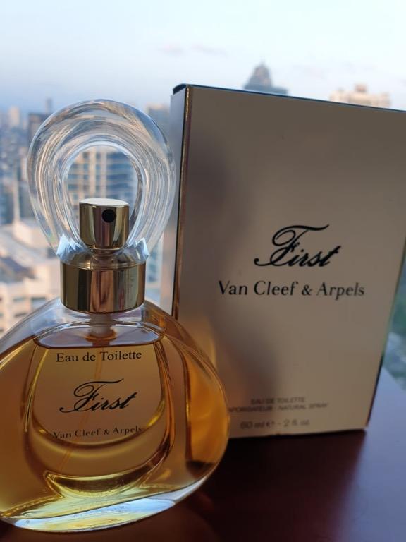 First by Van Cleef & Arpels (Category: Fragrance & Deodorants) located in Manila. Submitted by d_occasiones (Listing ID 1073468112, Image 1). Description: First by Van Cleef & Arpels is a Floral Aldehyde fragrance for women. First was launched in 1976. The nose behind this fragrance is Jean-Claude Ellena. Top notes are Aldehydes, Bergamot, Black Currant, Peach, Mandarin Orange and Raspberry; middle notes are Narcissus, Hiacynth, Jasmine, Lily-of-