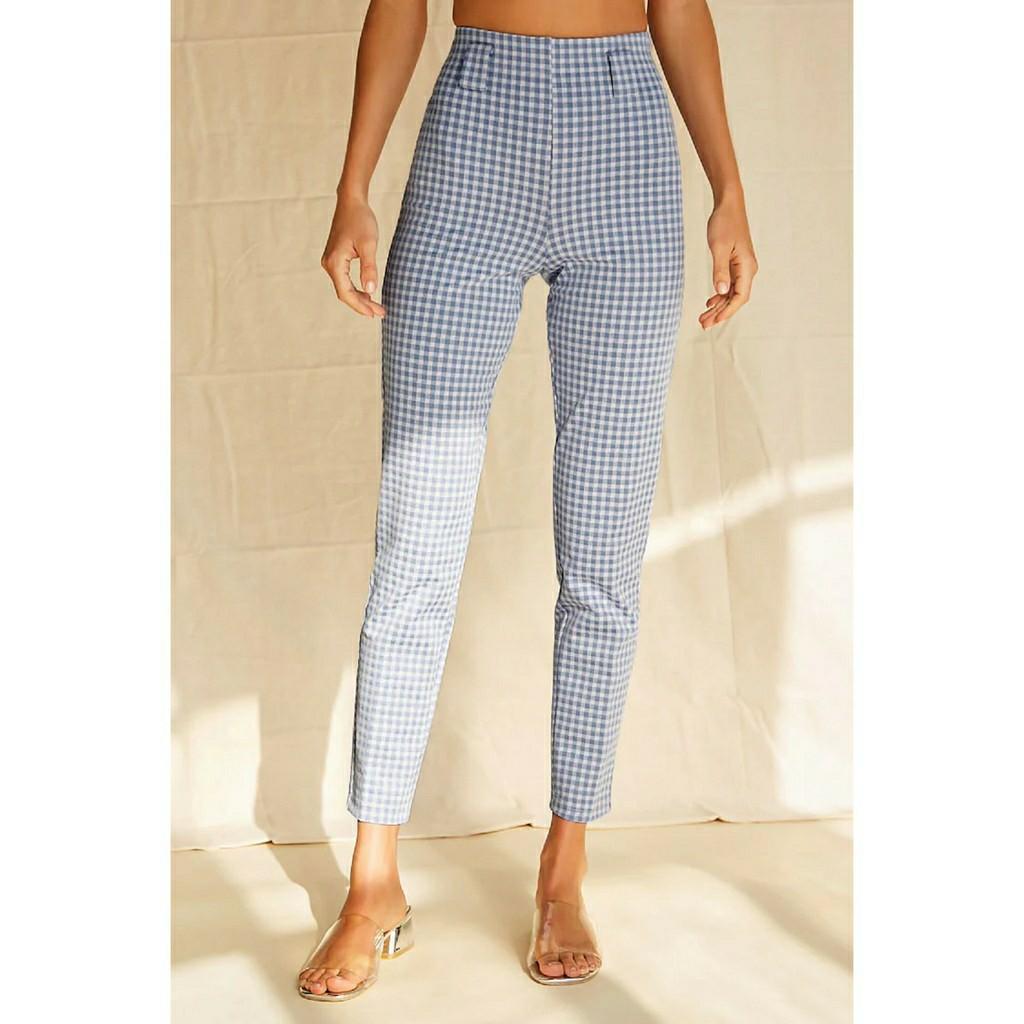 Forever 21 Blue Gingham Pants, Women's 