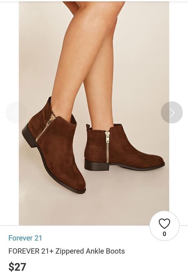 Forever 21 Zippered Ankle boots Women s Fashion Footwear Boots on Carousell