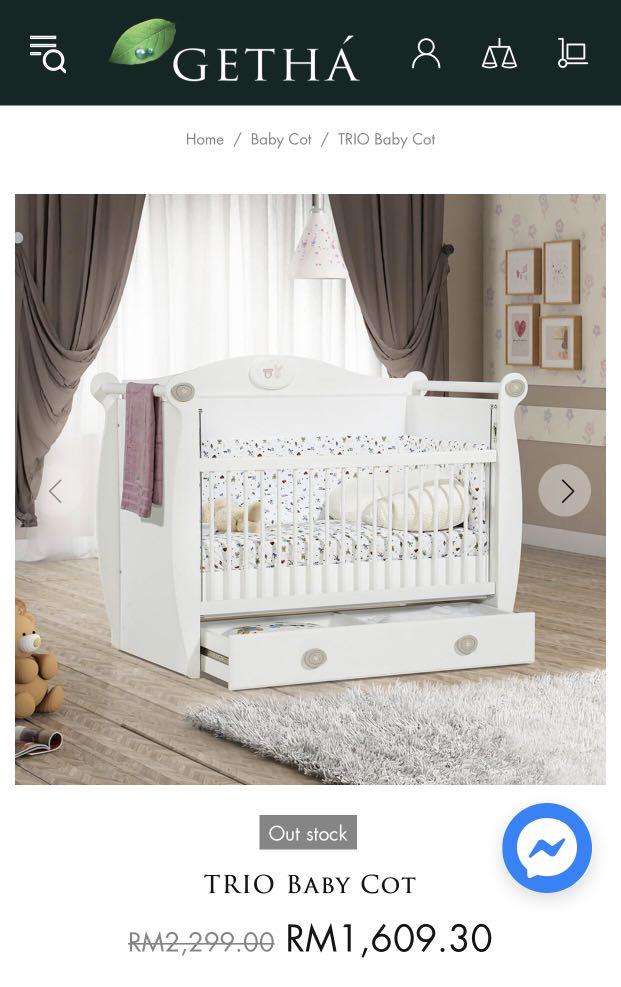 Getha TRIO baby cot with Getha mattress