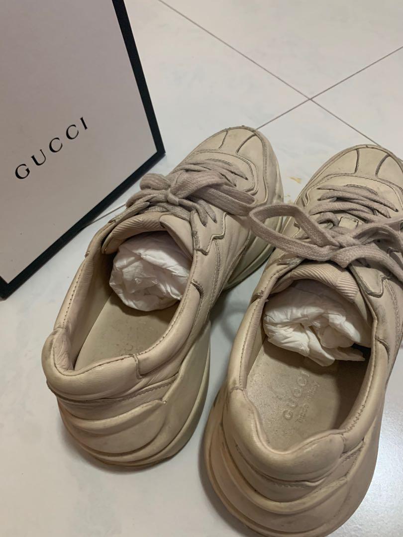 Gucci Ivoire Men s Rhyton Leather Miro Soft Sneakers