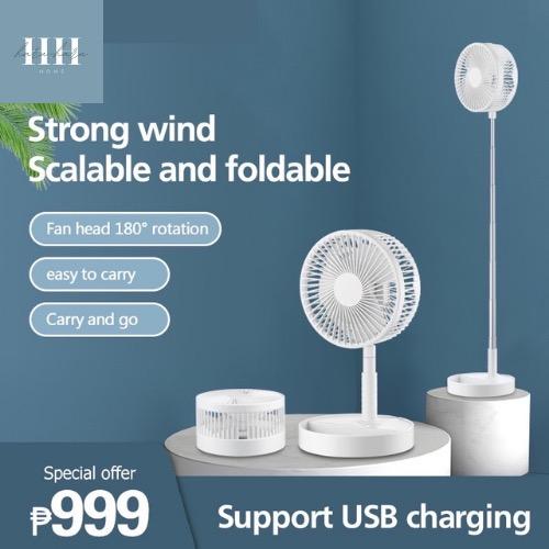 HH | Portable Telescopic Folding Fan (Category: Fans) located in Quezon City. Submitted by _evrythinginbetween (Listing ID 1073429752, Image 1). Description: //SPECIFICATIONS: ➝ Charger specification: 5V / 2A ➝ Cell capacity: 3.7V 7200mah ➝ Product size: closed: 200 * 200 * 95mm ➝ Gross weight: 0.98KG ➝ Endurance time: 4-24 hours ➝ Development size: 200 * 200 * 975mm ➝ Colours: White, Pink //FEATURES: ▷ Portable retractable folding fan outdoor he