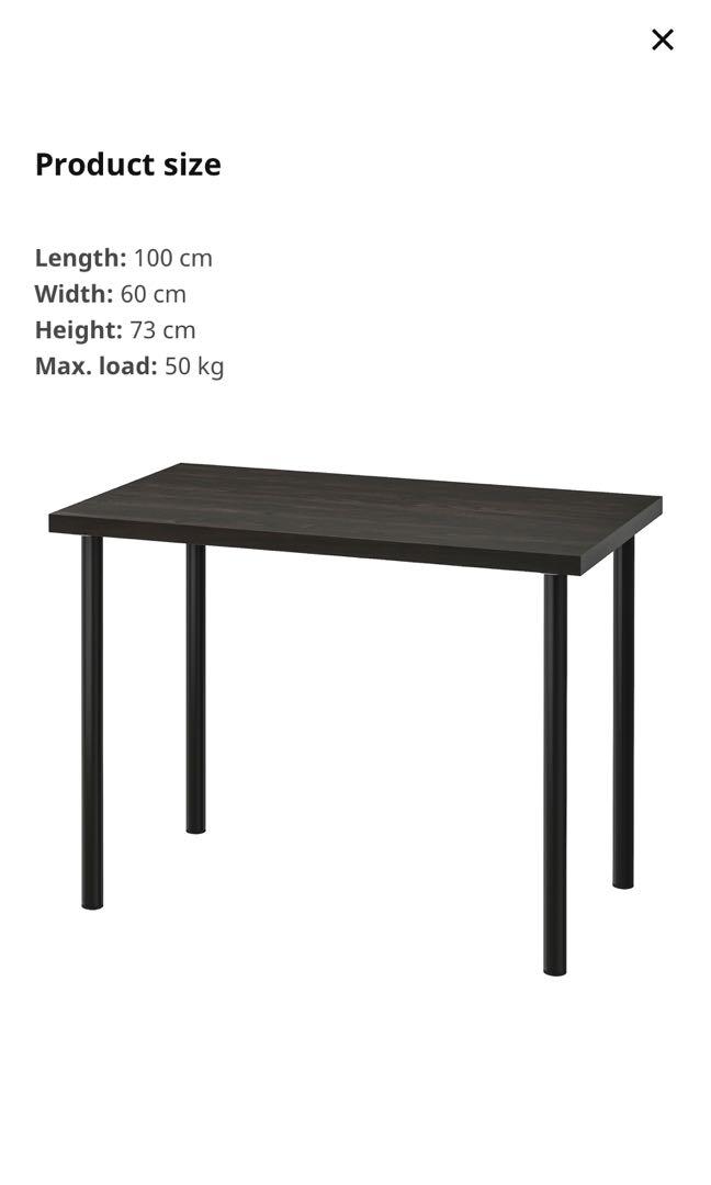 IKEA LINNMON ADILS table desk black brown 100cm x 60cm, Furniture
