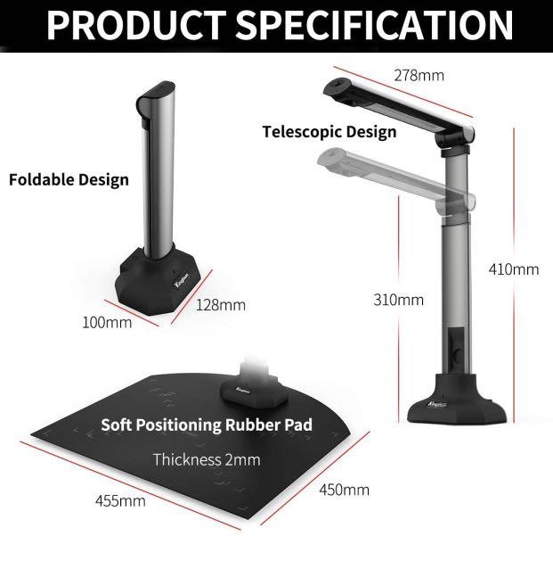 Kinghun KC6A07 Book & Document Camera, 8MP High Definition Portable