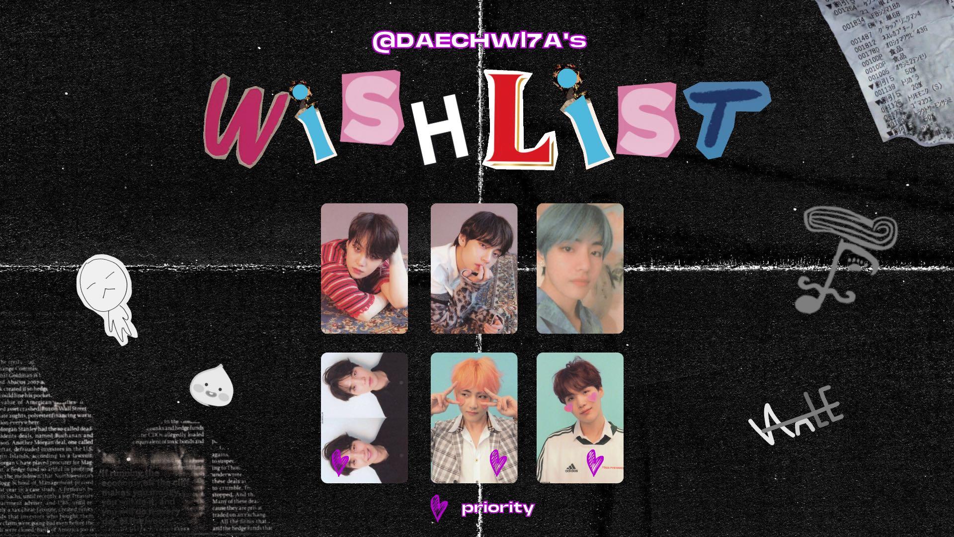 LF WTB BTS PHOTOCARDS (Category: K-Wave Merchandise) located in Paranaque City. Submitted by daechwi7a (Listing ID 1072605670, Image 1). Description: hi!!! im willing to buy photocards in the picture above, maximum budget is 360 and im fine with very minimal defects preferably around mm that can do ggx shipping !! please dm me if you have any of these 😔.