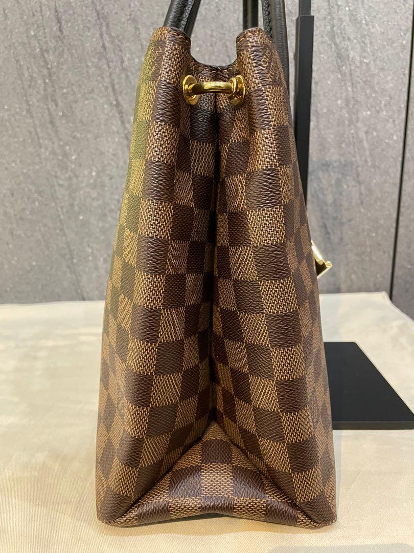 Authentic Louis Vuitton Damier Ebene Canvas with Brown Leather Riversi –  Paris Station Shop