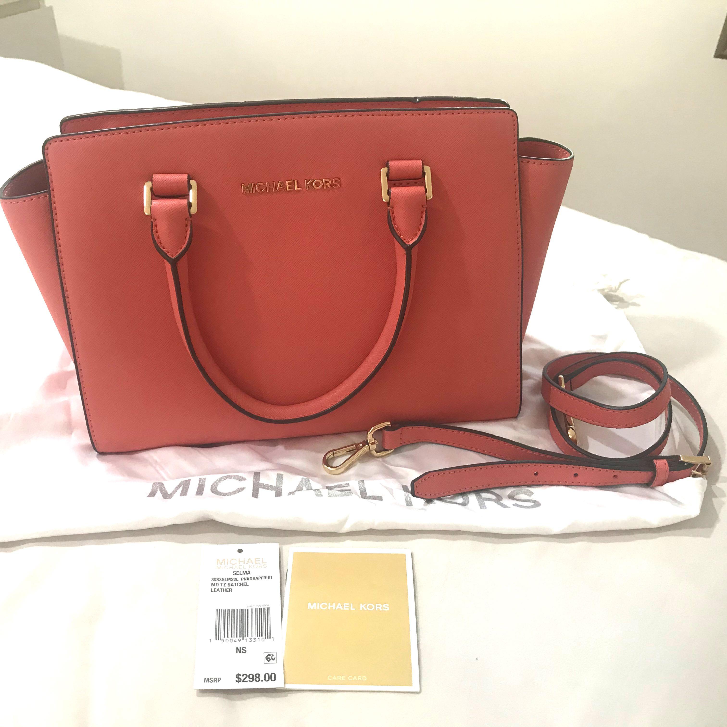 Michael Kors Selma Saffiano Leather Medium Satchel Bag 30s3glms2l