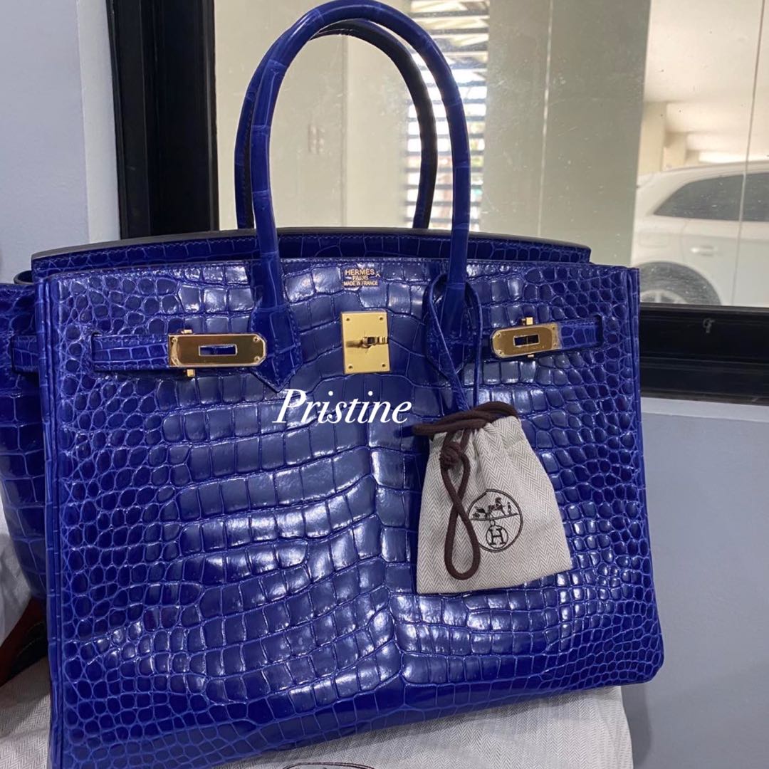 Hermès Birkin 35 Blue Electric Shiny Crocodile Porosus PHW ○ Labellov ○ Buy  and Sell Authentic Luxury