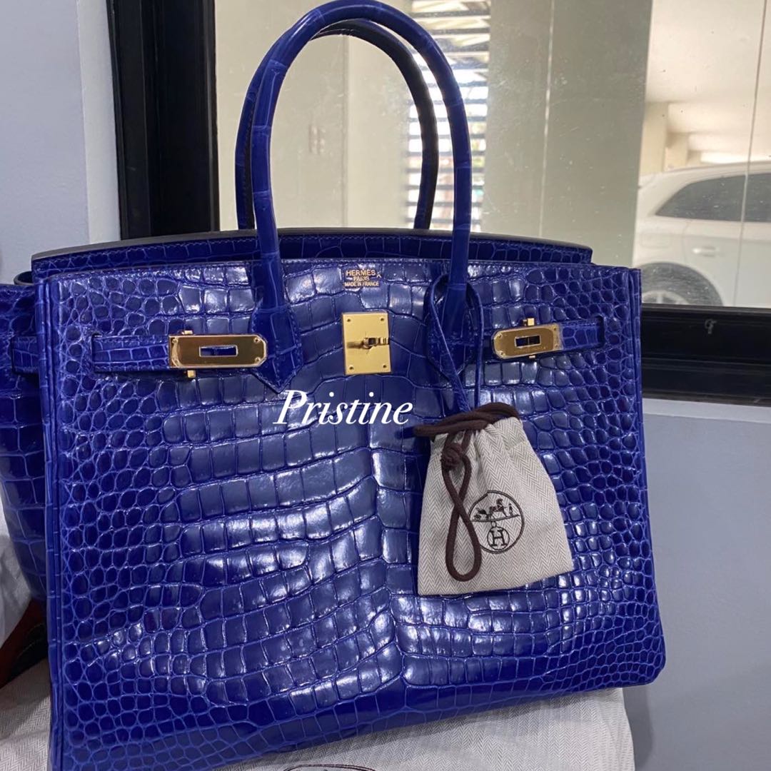 Original Preloved Herm s Crocodile Electric Blue Birkin 35