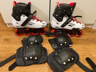 Oxelo成人直排輪mf500 Hardboot Us12 護具xl 男裝 運動服裝 Carousell