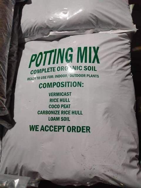 Potting mix (Category: Gardening Tools & Ornaments) located in Quezon City. Submitted by EuansHP.EZundergarments (Listing ID 1073362251, Image 1). Description: Potting mix soil Good for gardening 5 kilos per bag at 60 Available also for wholesale Message me for more details.