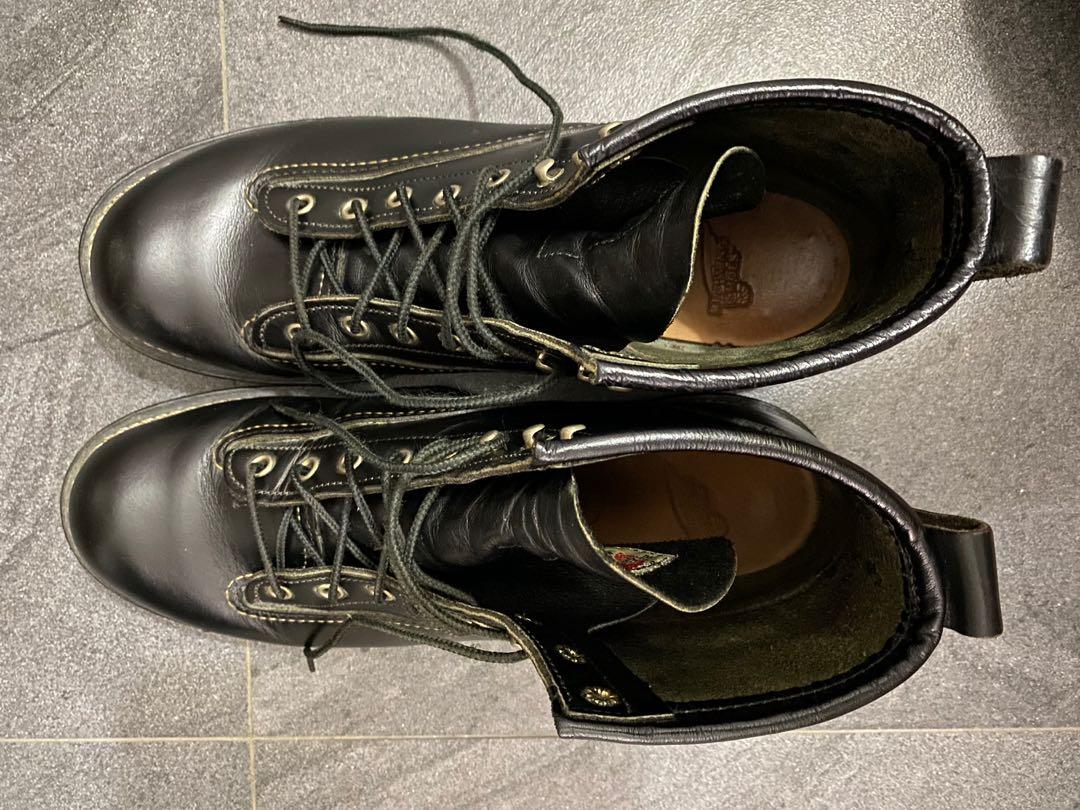 Vintage Black Leather Red Wing Lineman Boots 9D