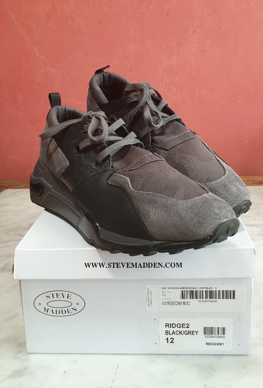 Sepatu Pria Steve Madden Sneakers Ridge 25 Grey Black SVM FW19 M Pre Owned