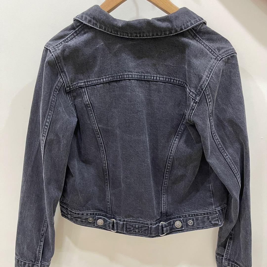 Washed black denim jacket outlet