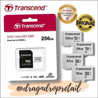 Transcend MicroSD 300S Class 10 MicroSDXC Memory Card with & w/out Adapter 256G 128G 64G 32G 16G