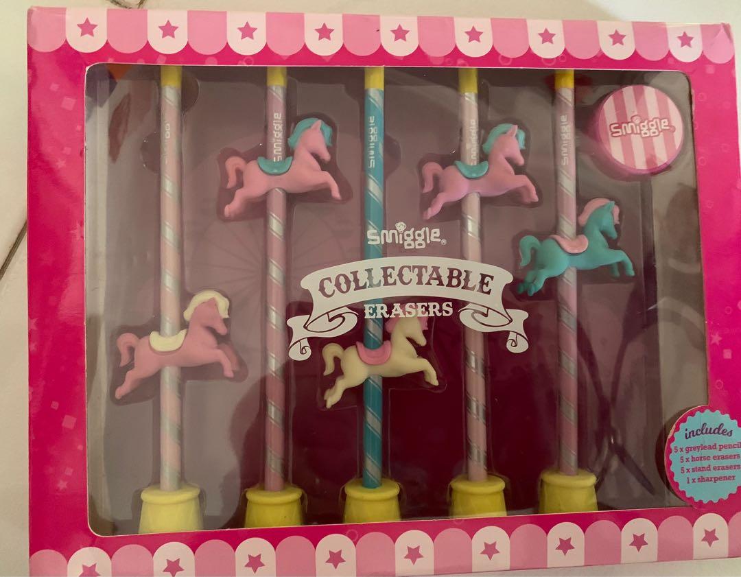 Unicorn carousel pencil and eraser set (Smiggle), Hobbies & Toys