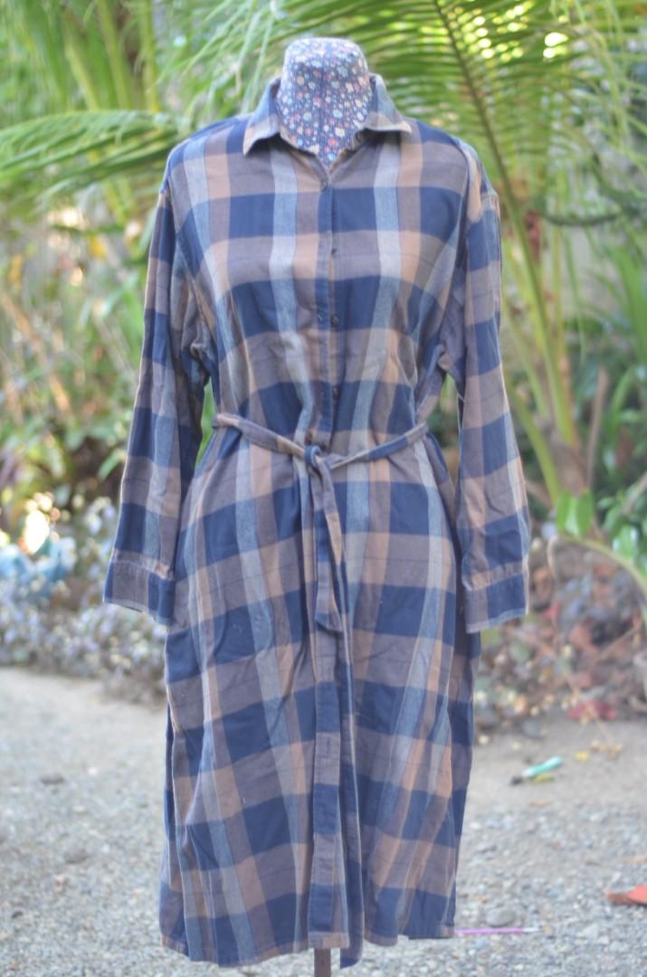 UNIQLO Plaid Belted Shirt Dress, Women 
