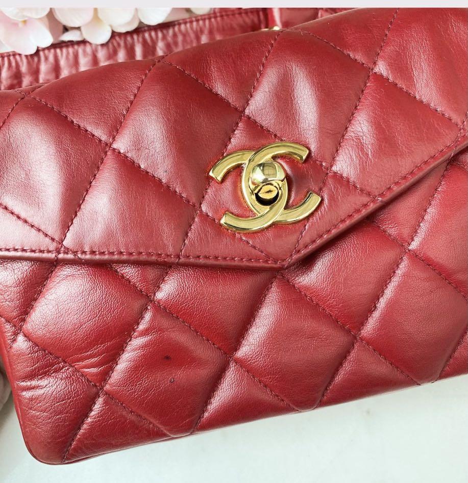 Chanel vintage red clutch/ belt/waist bag , Women's Fashion, Bags & Wallets, Crossbody Bags on