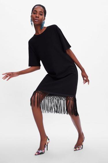 Zara fringe dress black top