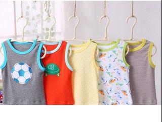 5 in 1 sleeveless Tshirt/Singlet/Casual Tshirt for Boy and Girl 3-24 months