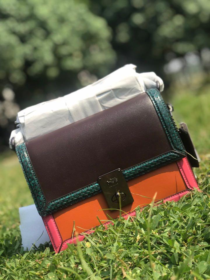 Hutton shoulder bag in 2025 colorblock with snakeskin detail