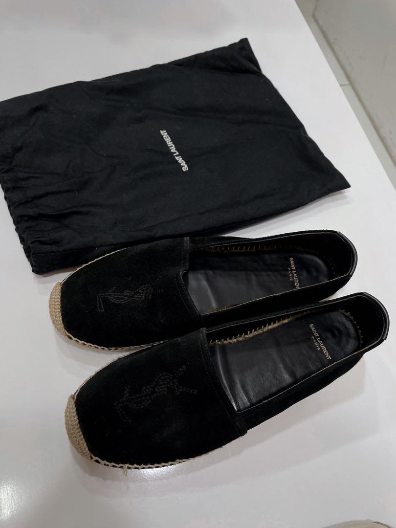 Authentic YSL Monogram Suede Soho Espadrilles Black