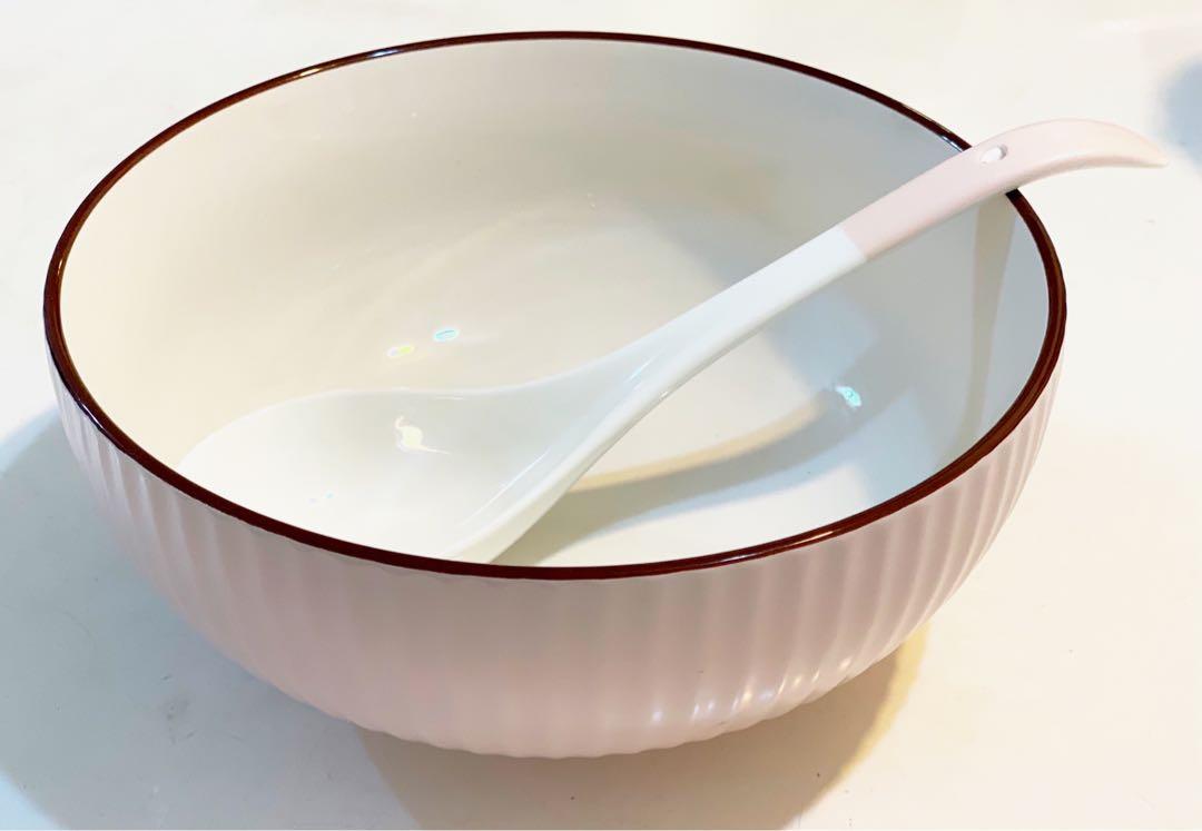Soup bowl shop with ladle